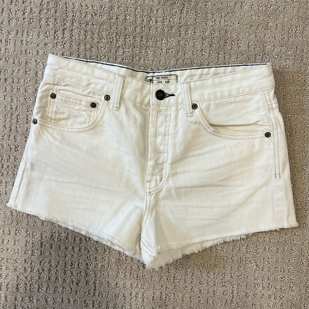 Free People White Jean Shorts